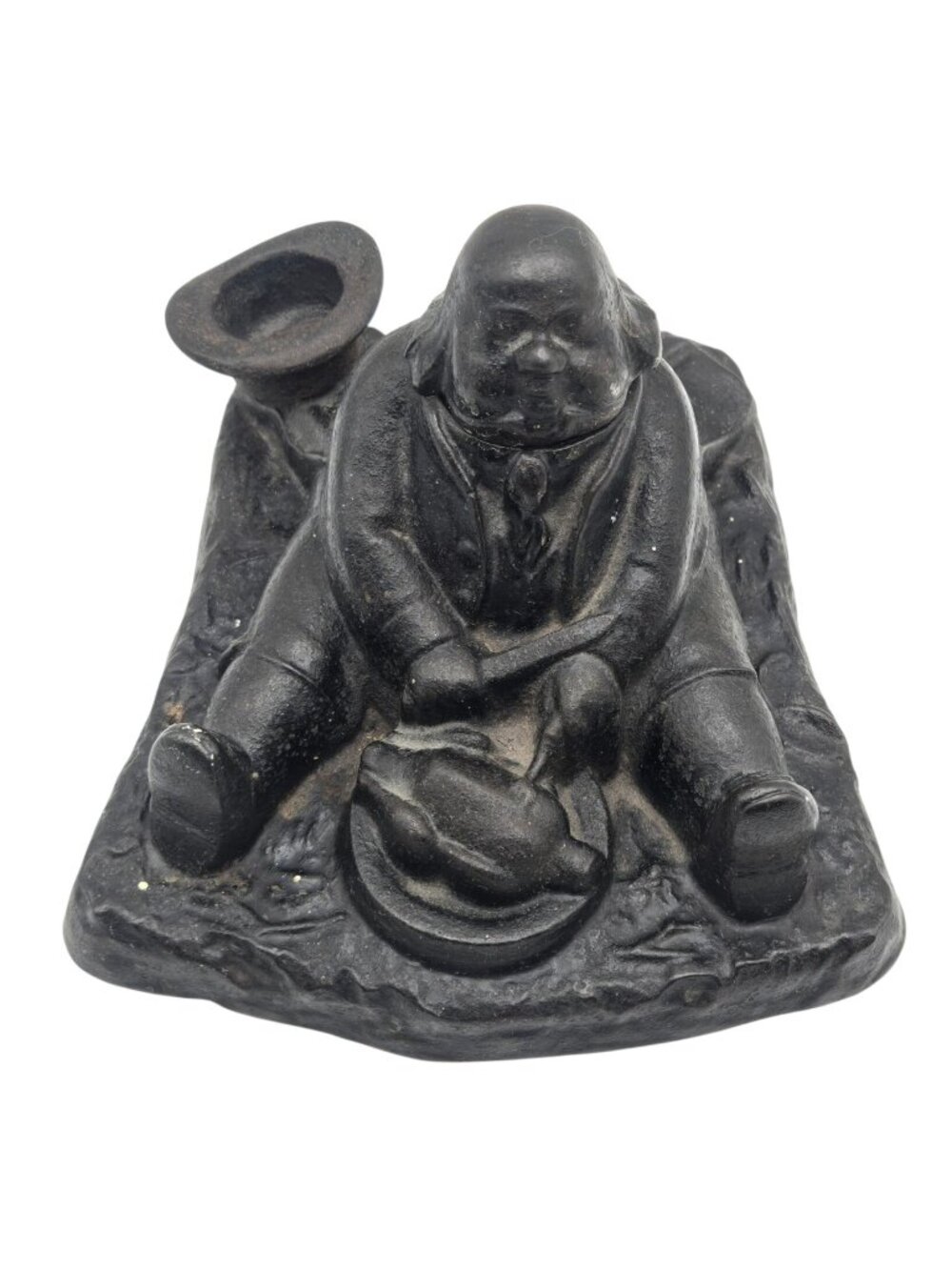 Antique Cast Iron Daniel Lambert Figural Inkwell Heaviest Man In England